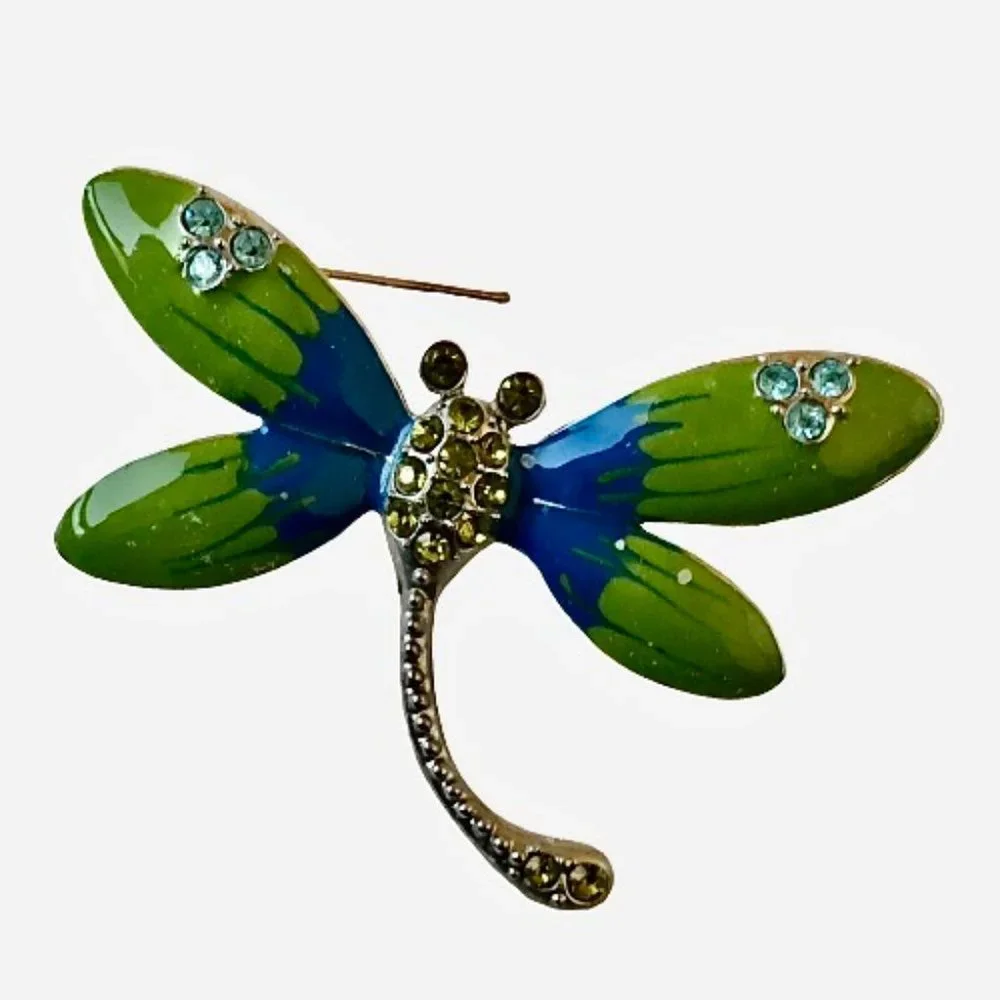 Dragonfly Brooch Jeweled And Enameled